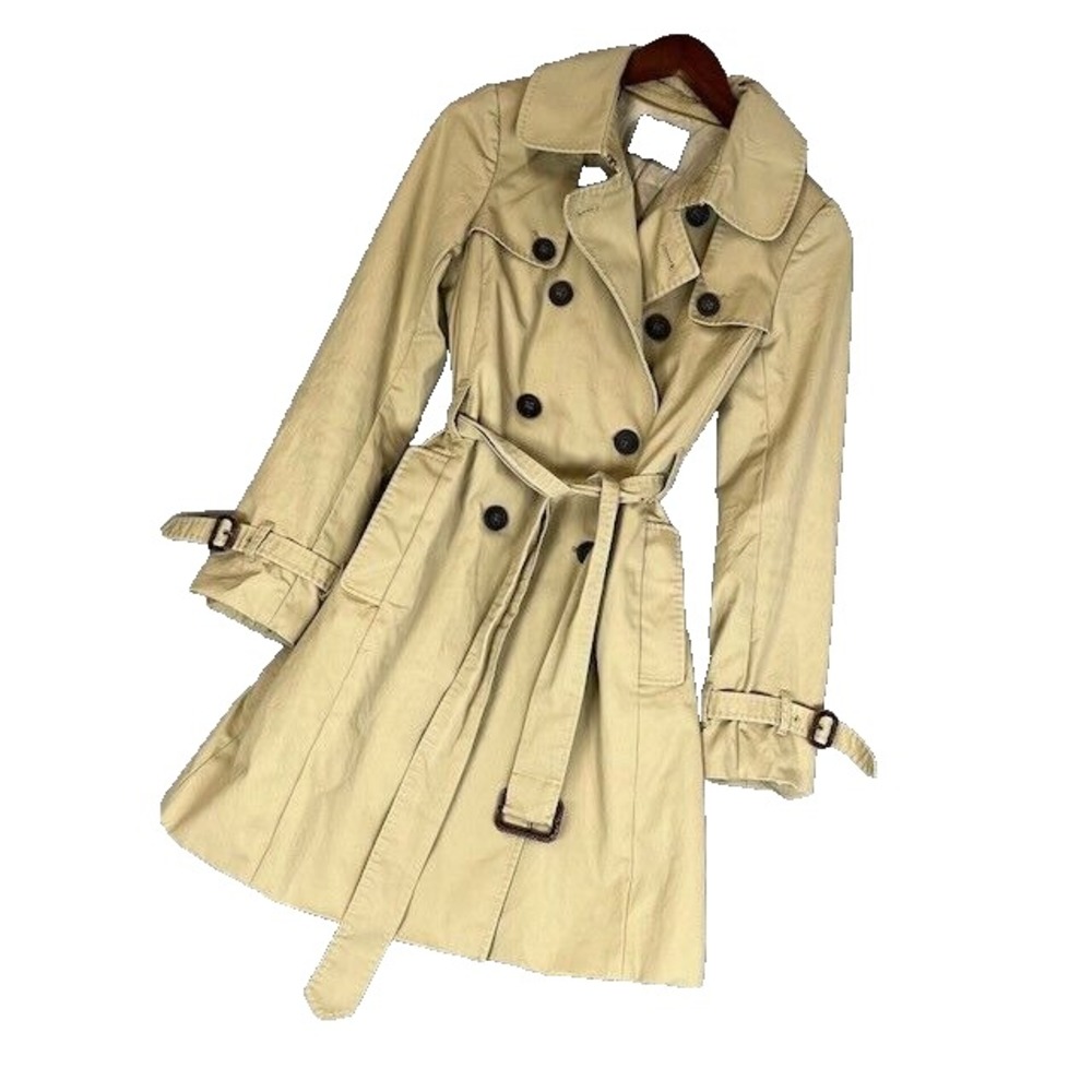 J. Crew Tan Trench Coat with Belted Waist and Wide Lapels